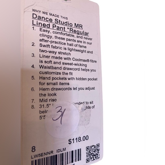 NWT Lululemon dance studio pant and bra set Size 8 - Picture 7 of 9